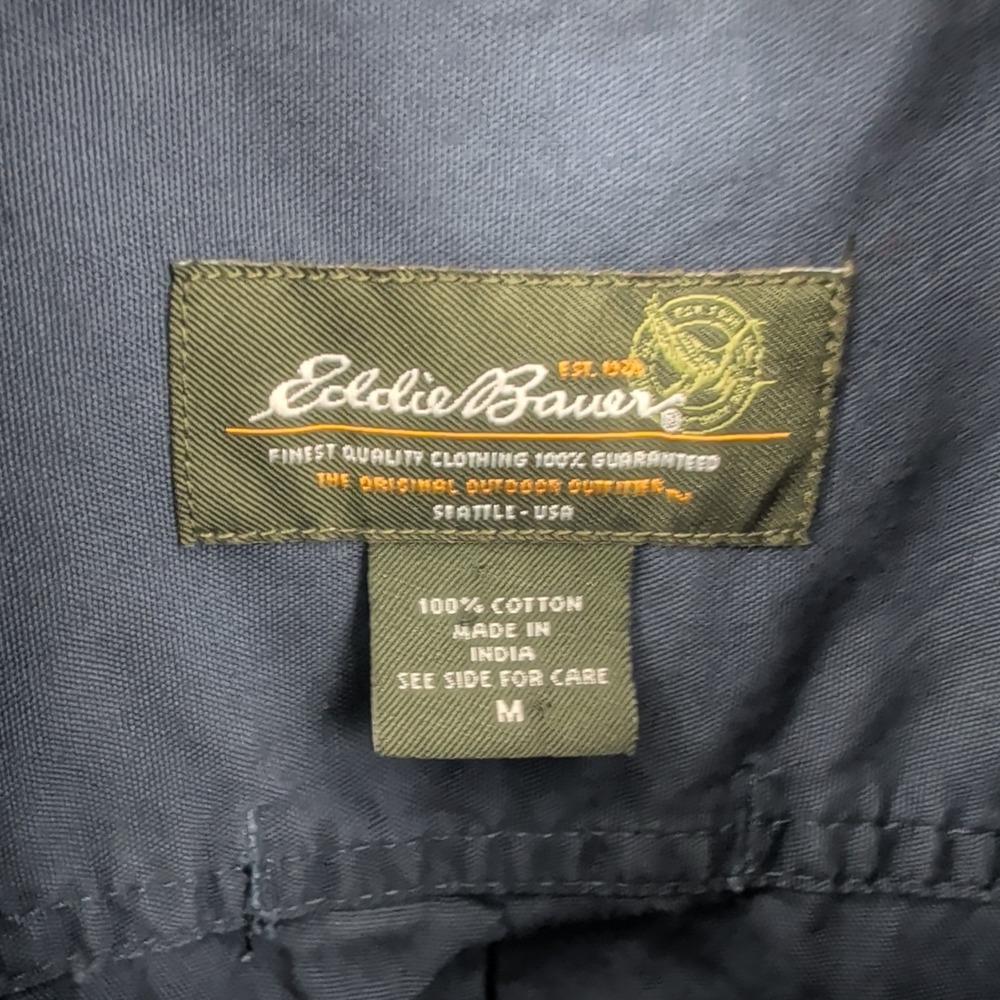 Eddie Bauer Short Sleeve‎ Workwear Utility Cotton Button Up Shirt Navy Blue M - Picture 5 of 8